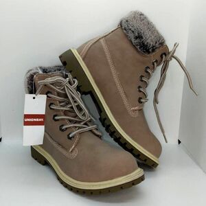 Union Bay NEW Women's Brown Suede, Faux Fur Lined Lace-Up Boots - sz. 7 1/2